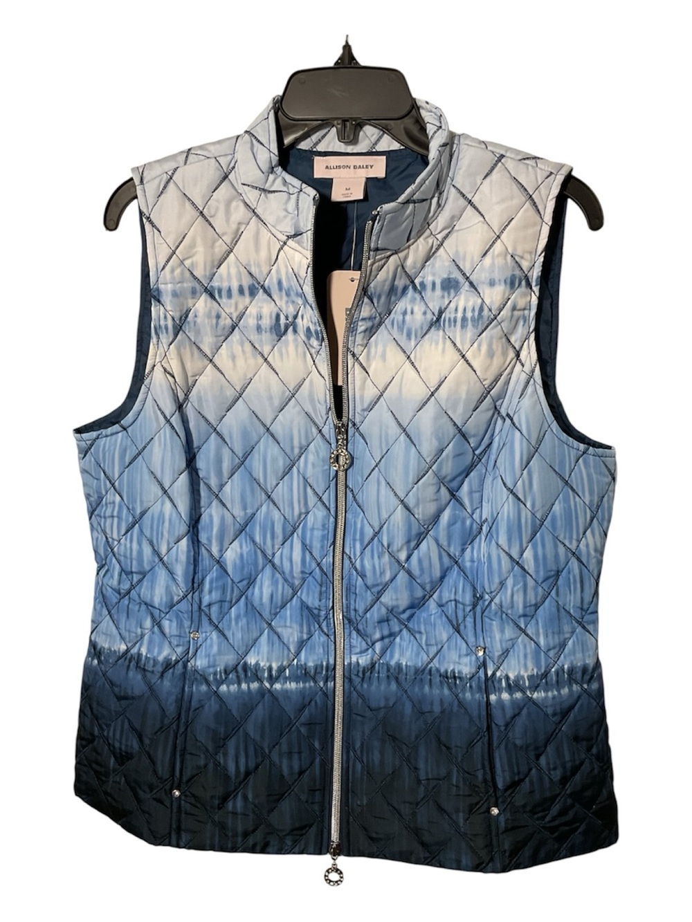 Allison Daley Blue Ombre Quilted Sleeveless Zip Vest